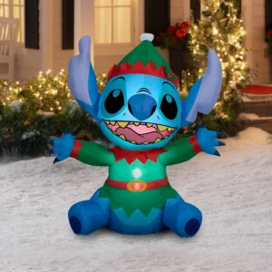 Stitch in Elf Costume Inflatable Yard 3.5' Foot Decoration Party Prop Sign Christmas