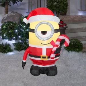 Minions Stuart Santa Suit Licking Candy Cane Inflatable Yard 3.5' Foot Decoration Party Prop Sign Christmas