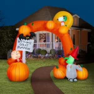 The Peanuts The Great Pumpkin Charlie Lucy Snoopy Arch Inflatable Yard 9.5' Foot Decoration Party Prop Sign Halloween