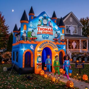 Thomas All Engines Go Train Theme Giant Yard Inflatable Walk-Through Haunted House Castle 10' Foot Tall Decoration Party Prop Halloween