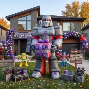 Transformers Megatron with Birthday Present 10' Foot Tall Massive Caracter Inflatable LED Blow Up Decoration Party Prop Birthday