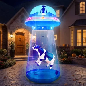 Alien UFO Cow Inflatable Yard 9' Foot Decoration Party Prop Sign Halloween