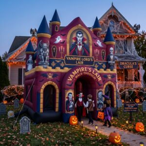 Vampire's Lair Theme Giant Yard Inflatable Walk-Through Haunted House Castle 10' Foot Tall Decoration Party Prop Halloween
