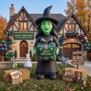 Wicked Elphaba with Birthday Present 10' Foot Tall Massive Caracter Inflatable LED Blow Up Decoration Party Prop Birthday