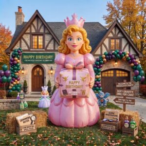 Wicked Glinda with Birthday Present 10' Foot Tall Massive Caracter Inflatable LED Blow Up Decoration Party Prop Birthday