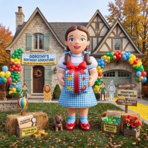 Wizard of Oz Dorothy with Birthday Present 10' Foot Tall Massive Caracter Inflatable LED Blow Up Decoration Party Prop Birthday
