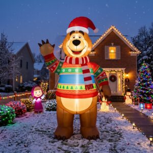 Masha the Bear 10' Foot Tall Massive Caracter Inflatable LED Blow Up Decoration Party Prop Christmas